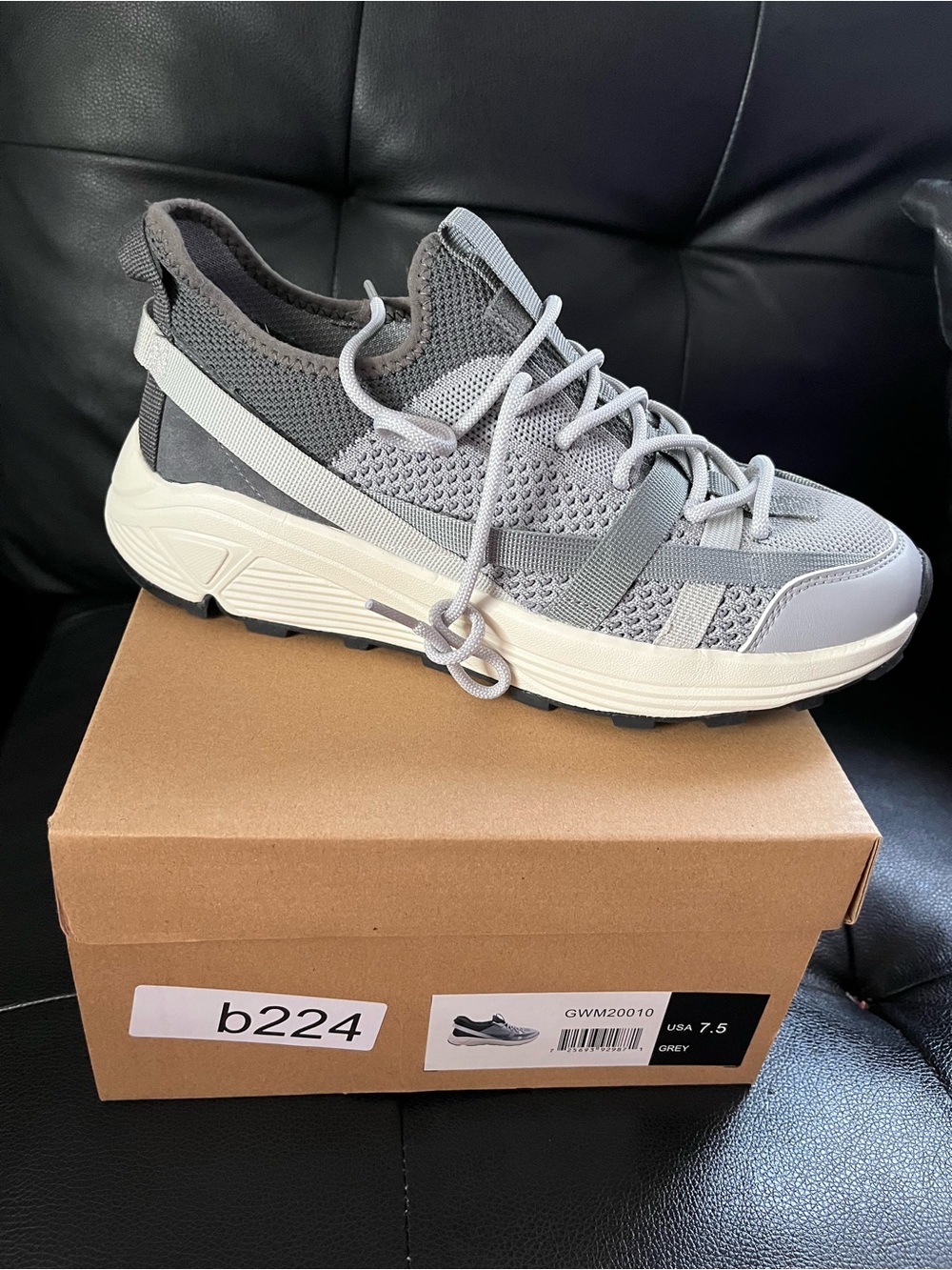 Men's Grey Knit Athletic Sneakers - Lightweight Comfort